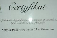 Certyfikat "Szkoła z klasą"