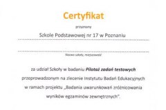 Certyfikat "Pilotaż zadań testowych"